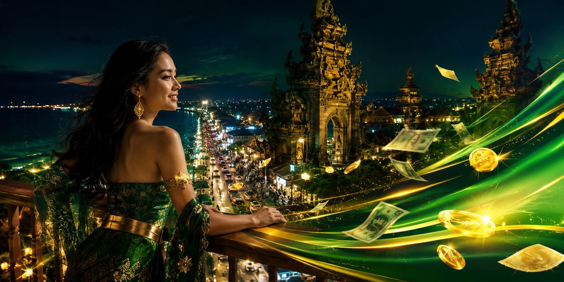 Pengguna menikmati cashback bonus slot jackpot di tepi pantai dengan santai