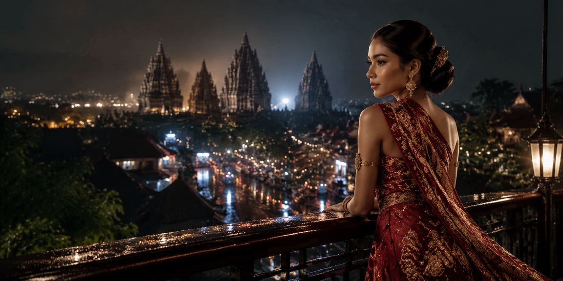 Suasana festival hiburan casino malam hari