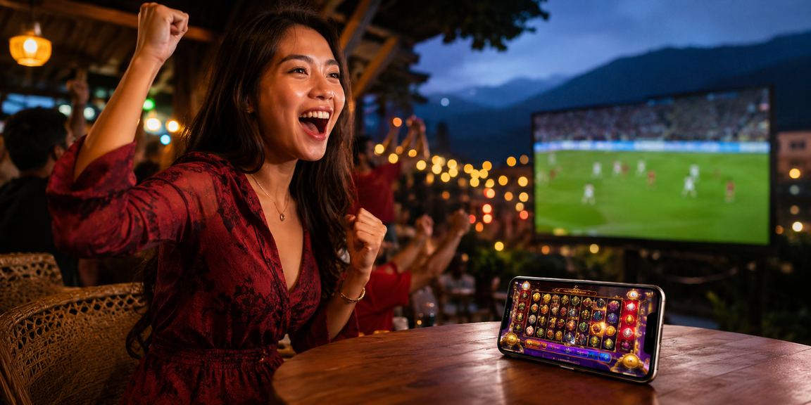 Pemain menikmati casino mobile di kafe Vietnam